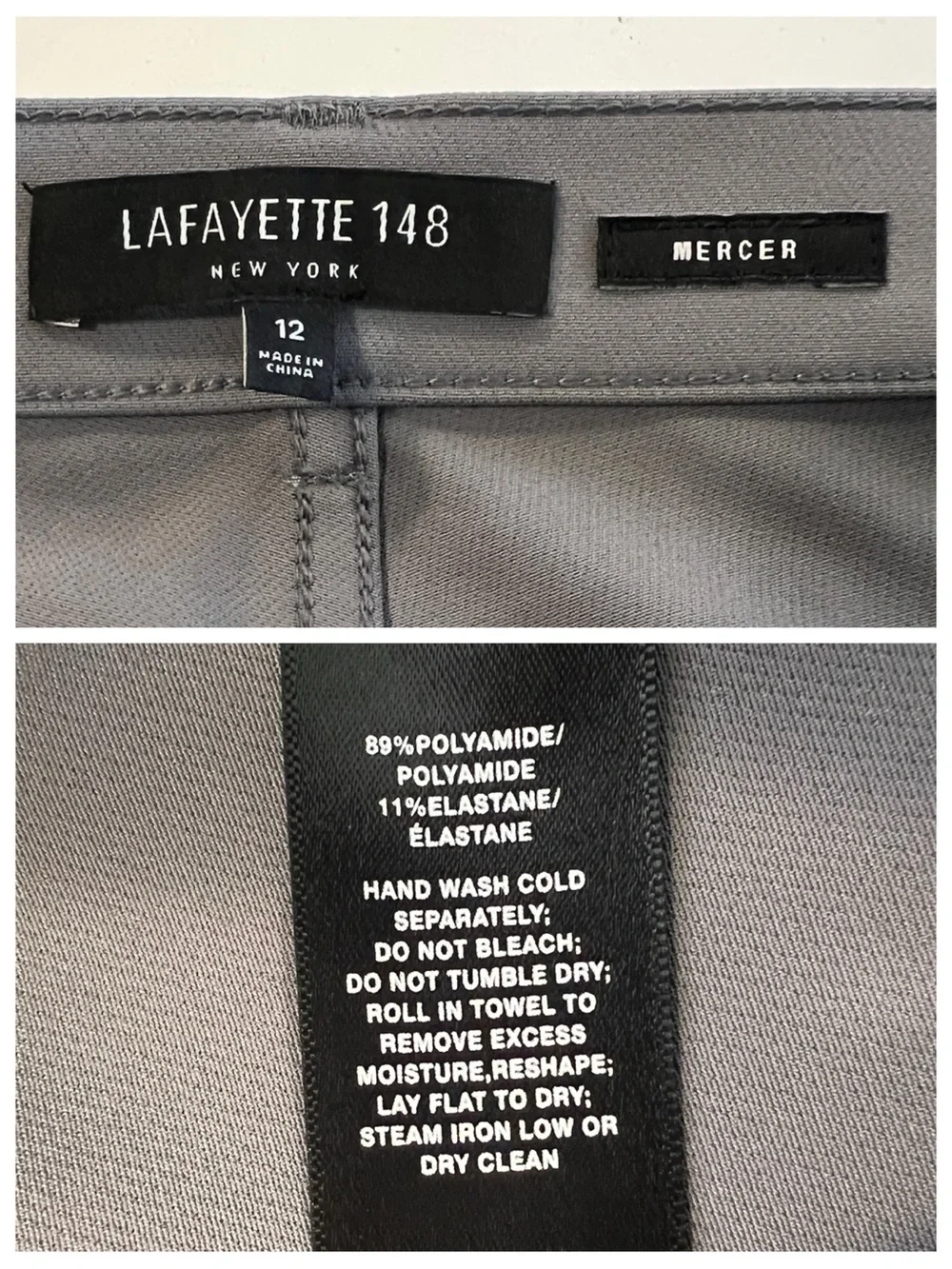 LAFAYETTE 148 New York Women’s Size 12 Gray Mercer Stretch Mid-Rise Skinny Jeans